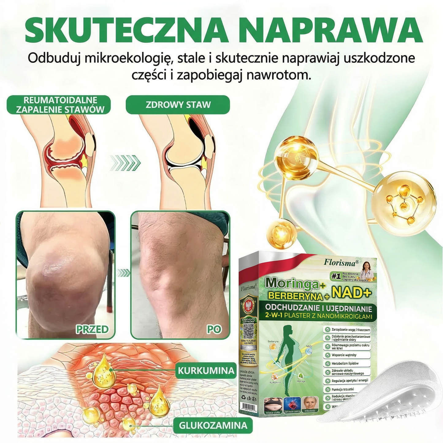 【Ostatni dzień promocji – 80% zniżki】 ✅ Florisma® Moringa · Berberyna × NAD+ | 2-w-1 Zaawansowany plaster z nano-mikroigłami ✨ 7 plastrów w opakowaniu · zapas na 1 tydzień