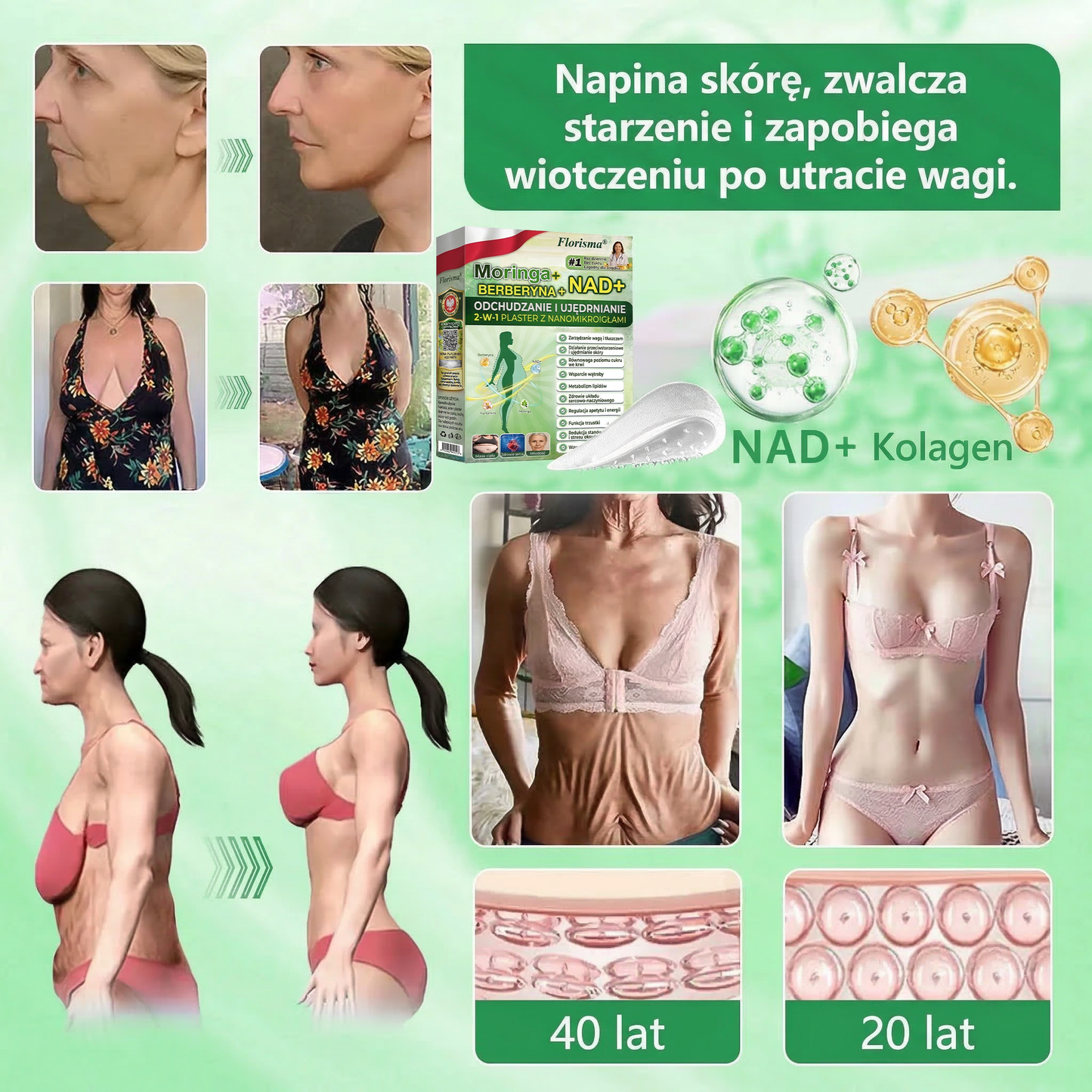 【Ostatni dzień promocji – 80% zniżki】 ✅ Florisma® Moringa · Berberyna × NAD+ | 2-w-1 Zaawansowany plaster z nano-mikroigłami ✨ 7 plastrów w opakowaniu · zapas na 1 tydzień